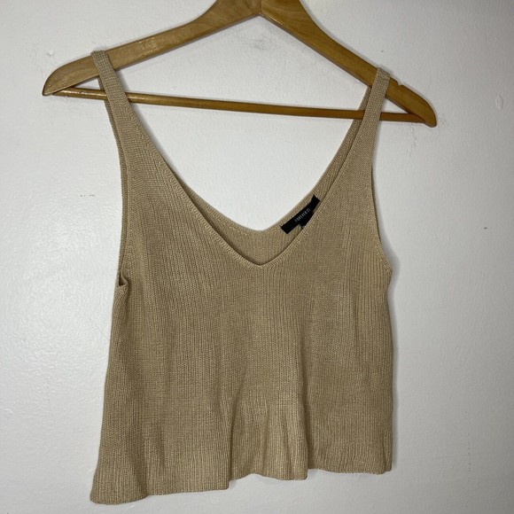 Forever 21 Women Beige Knit Tank Top Casual Formal Size Small NWT - Picture 2 of 7
